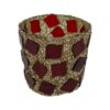 Theelichthouder Mozaïek rood/goud 6x6cm | Mansion Atmosphere