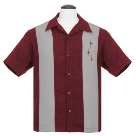 Three Star Panel Shirt Burgundy-M | Steady Clothing