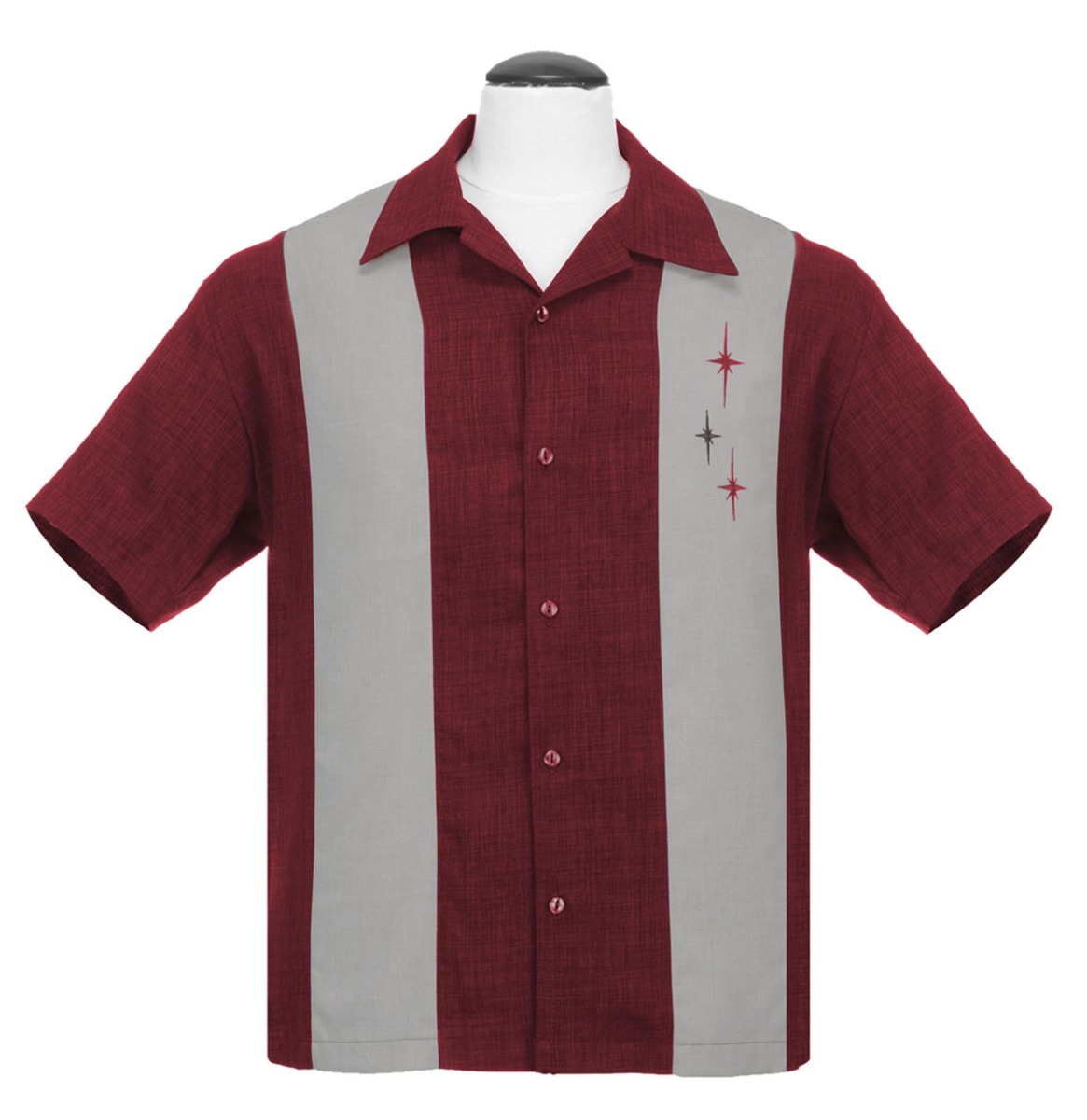 Three Star Panel Shirt Burgundy-M | Steady Clothing