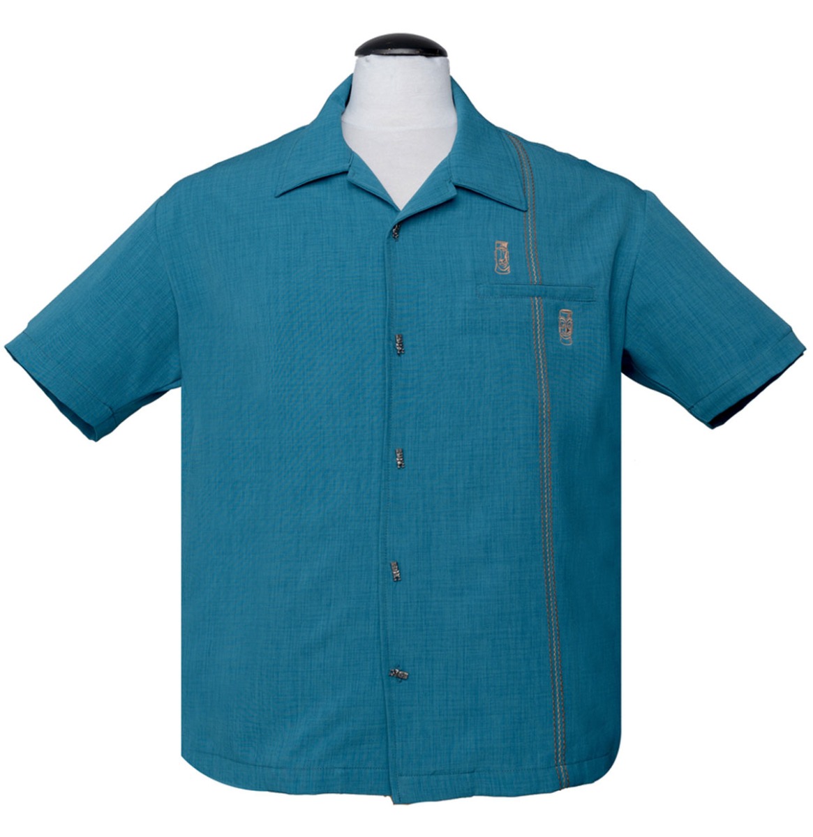 Tiki retro Stitch Shirt Teal-XXL | 20% korting | Steady Clothing