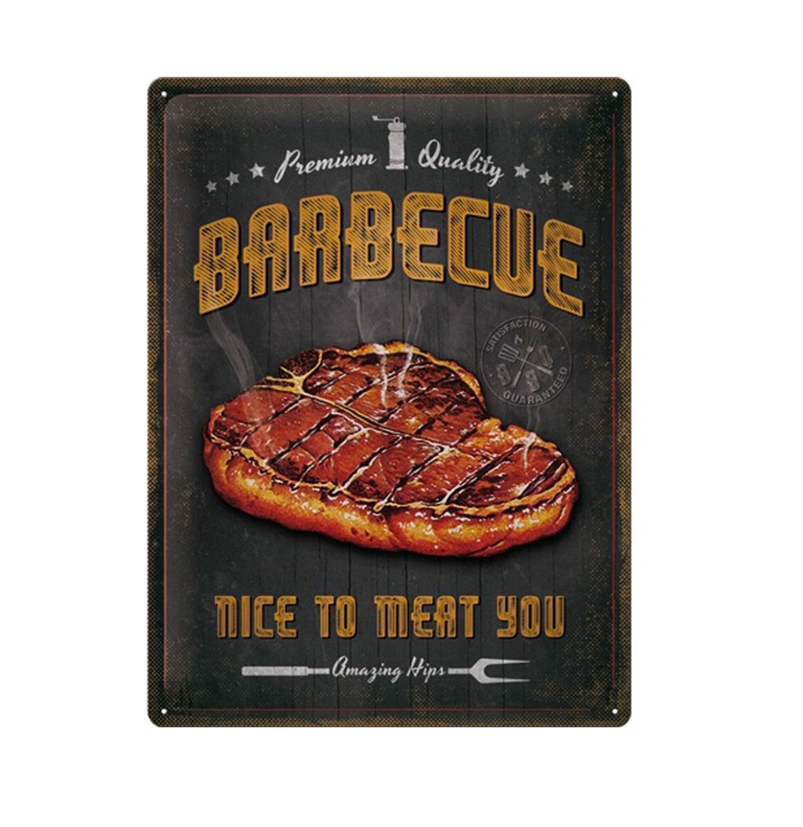 Tinnen Bord 30 x 40 Barbecue Nice To Meat You | Fiftiesstore