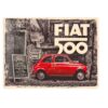 Tinnen Bord 30 x 40 Fiat 500 - Red car in the street | Fiftiesstore
