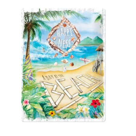 Tinnen Bord 30 x 40 Happiness is a day at the beach | Fiftiesstore