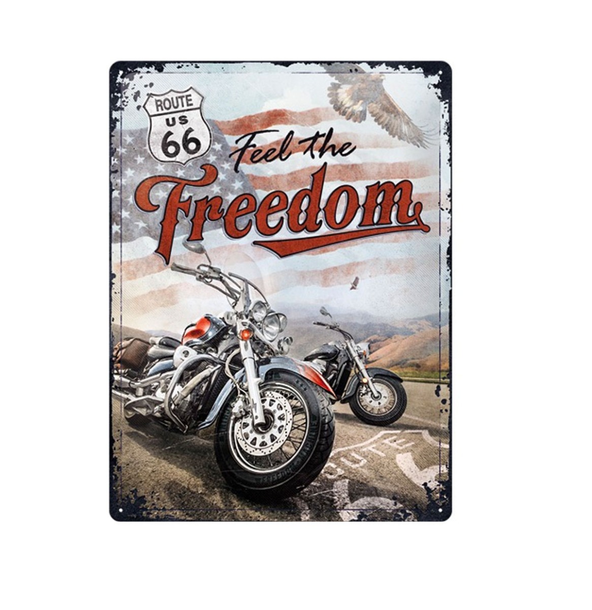 Tinnen Bord 30 x 40 Route 66 Freedom LAATSTE STUKS | Route 66