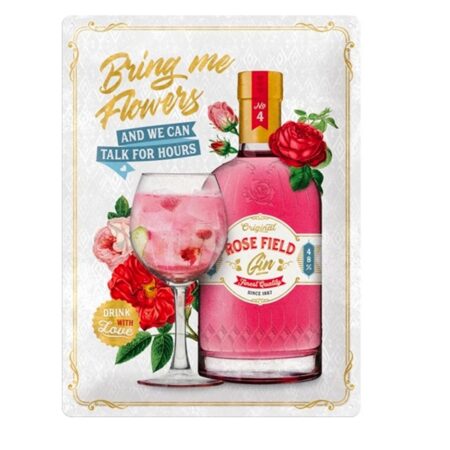 Tinnen Bord 30 x 40cm Pink Gin Flowers | Fiftiesstore