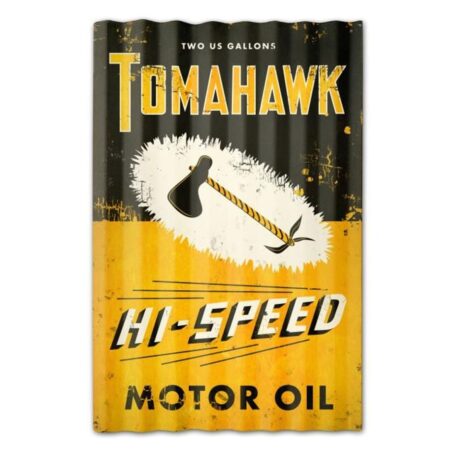 Tomahawk Hi-Speed Motor Oil Gegolfd Zwaar Metalen Bord 60 x 38 cm | Fiftiesstore
