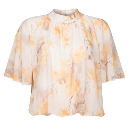Top Blouson Bloemen Geel | Fashionize