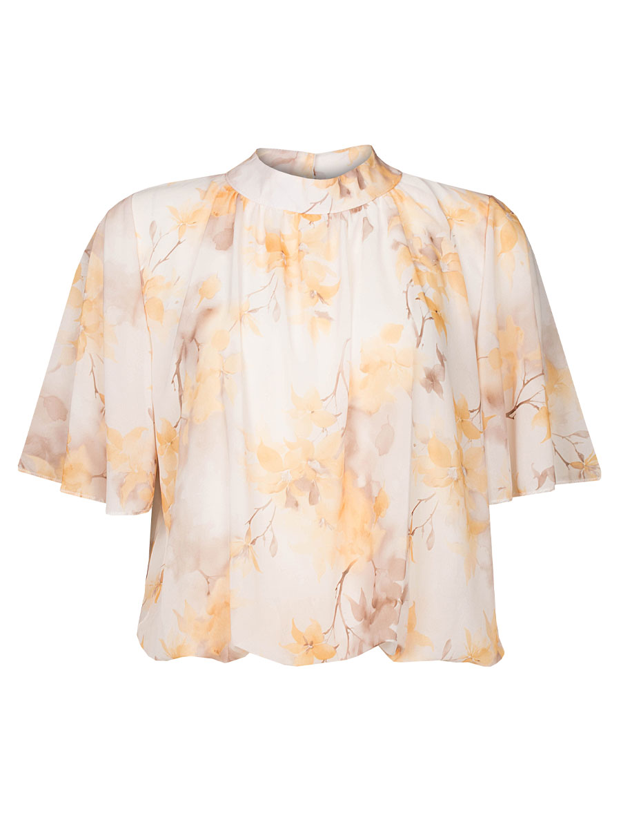 Top Blouson Bloemen Geel | Fashionize