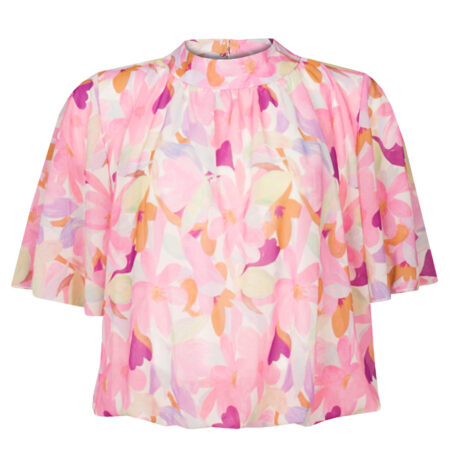 Top Blouson Fleurig Roze | Fashionize