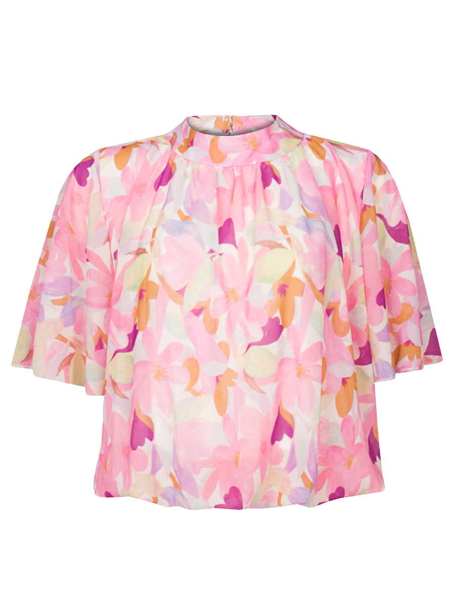 Top Blouson Fleurig Roze | Fashionize