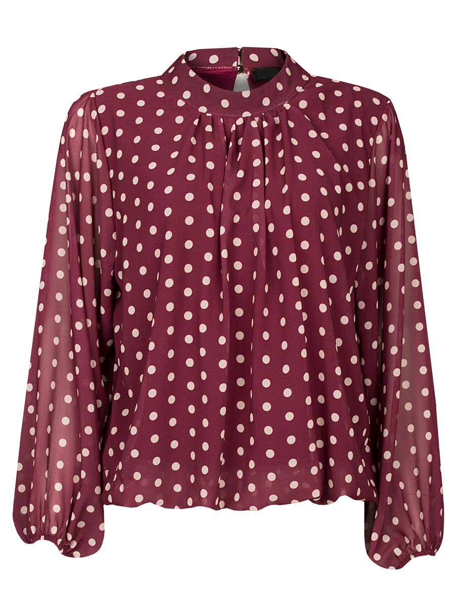 Top Blouson Stippen Bordeaux | Fashionize
