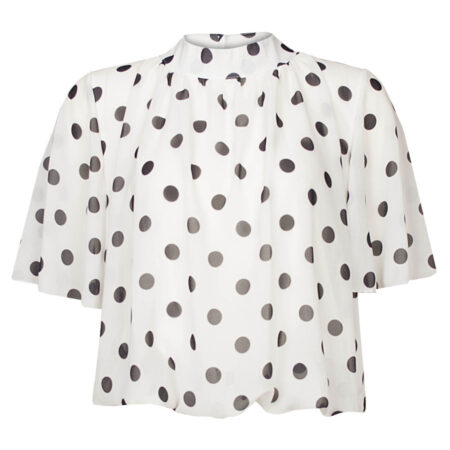 Top Blouson Stippen Wit | Fashionize