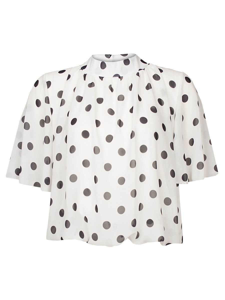 Top Blouson Stippen Wit | Fashionize