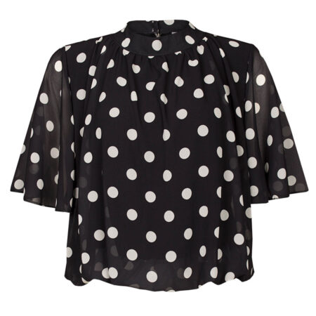 Top Blouson Stippen Zwart | Fashionize