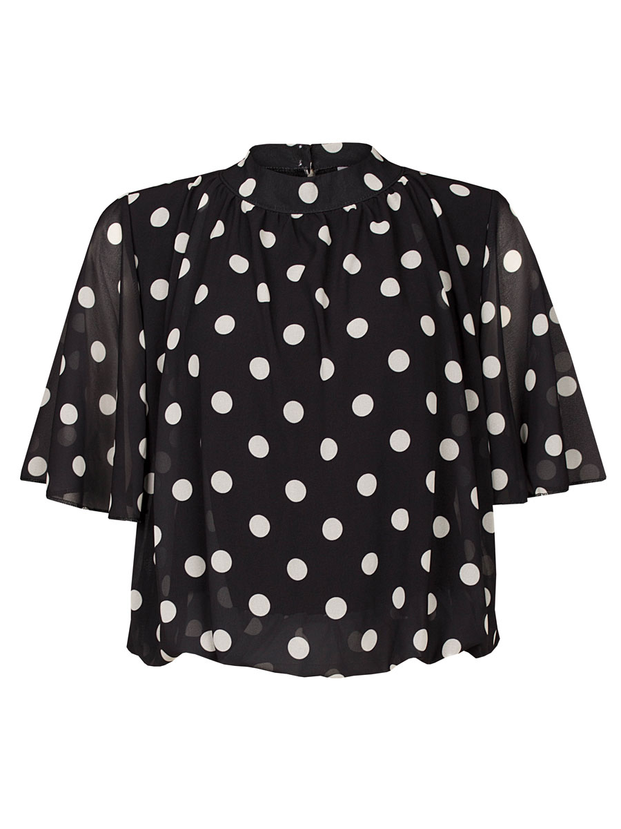 Top Blouson Stippen Zwart | Fashionize