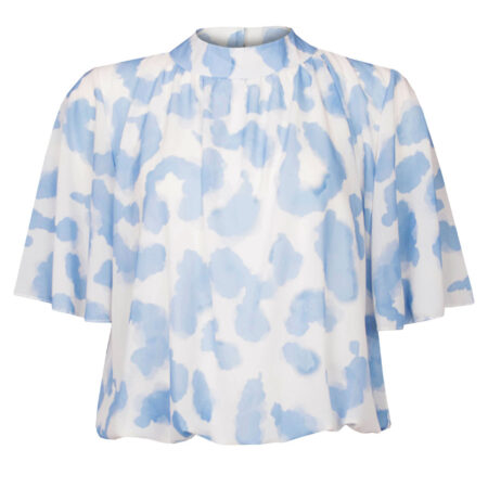 Top Blouson Wolkjes Blauw | Fashionize