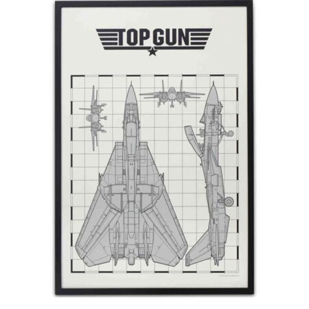 Top Gun Tomcat Schematics Ingelijste Houten Poster - 61 x 90cm | Fiftiesstore