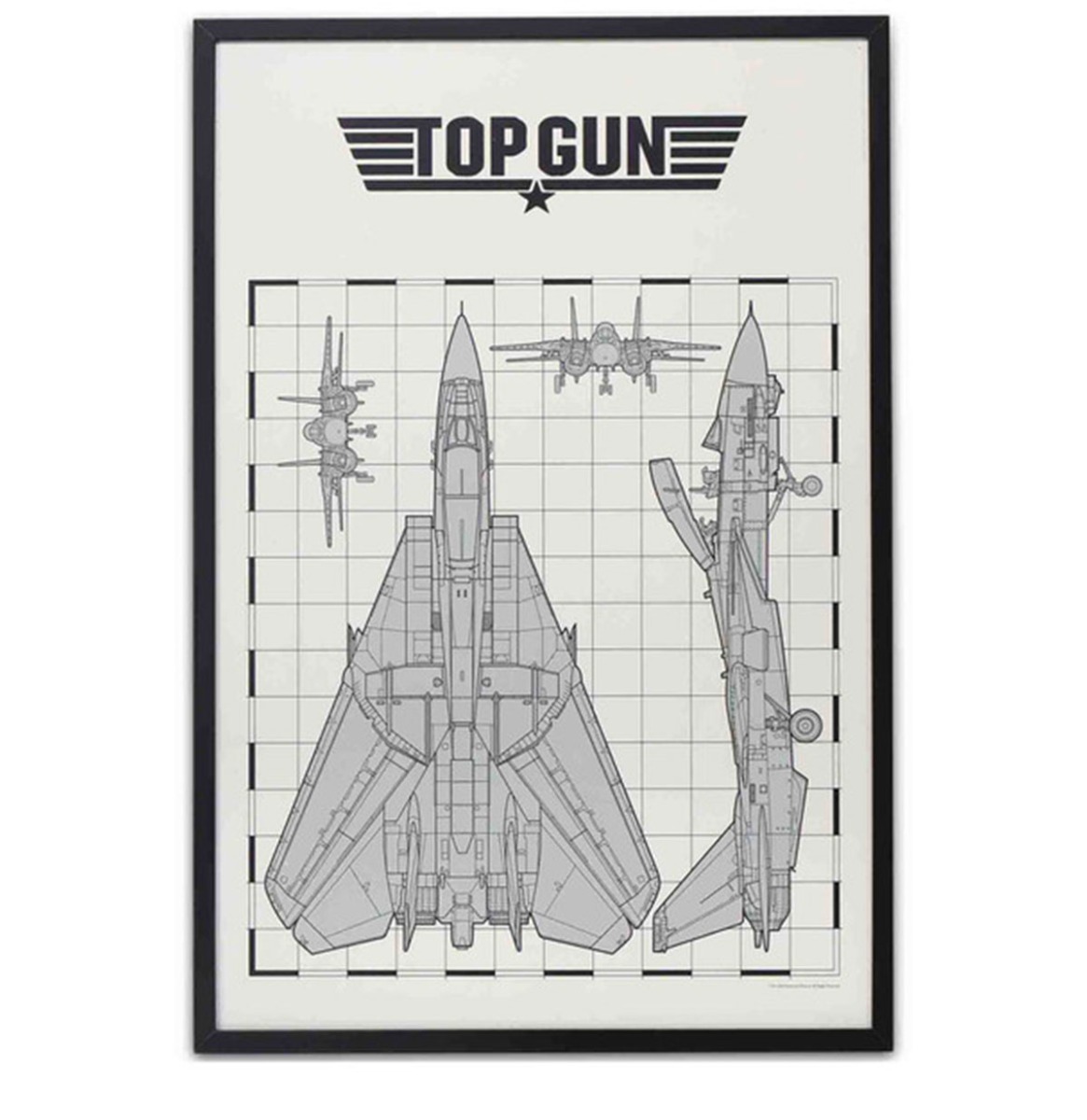 Top Gun Tomcat Schematics Ingelijste Houten Poster - 61 x 90cm | Fiftiesstore