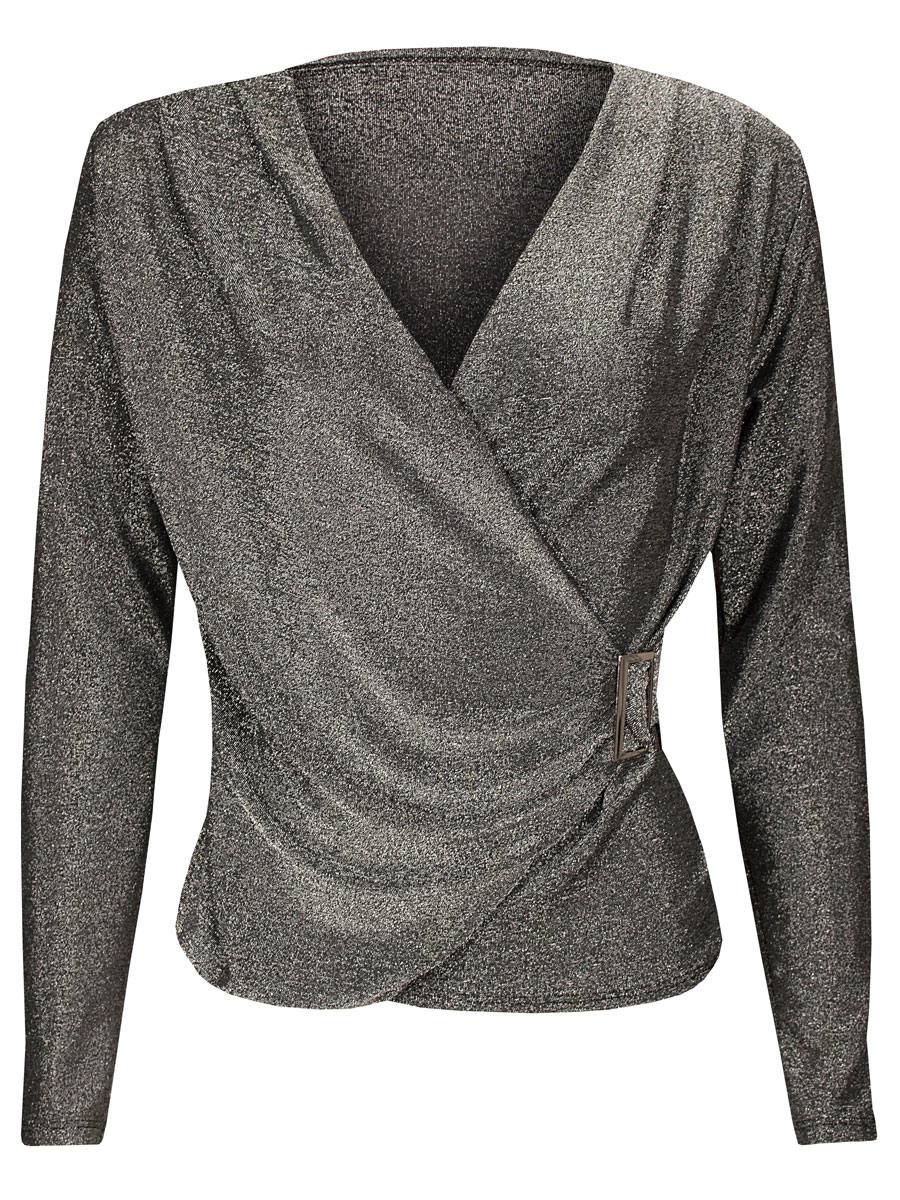 Top Overslag Glitter Zilver | Fashionize