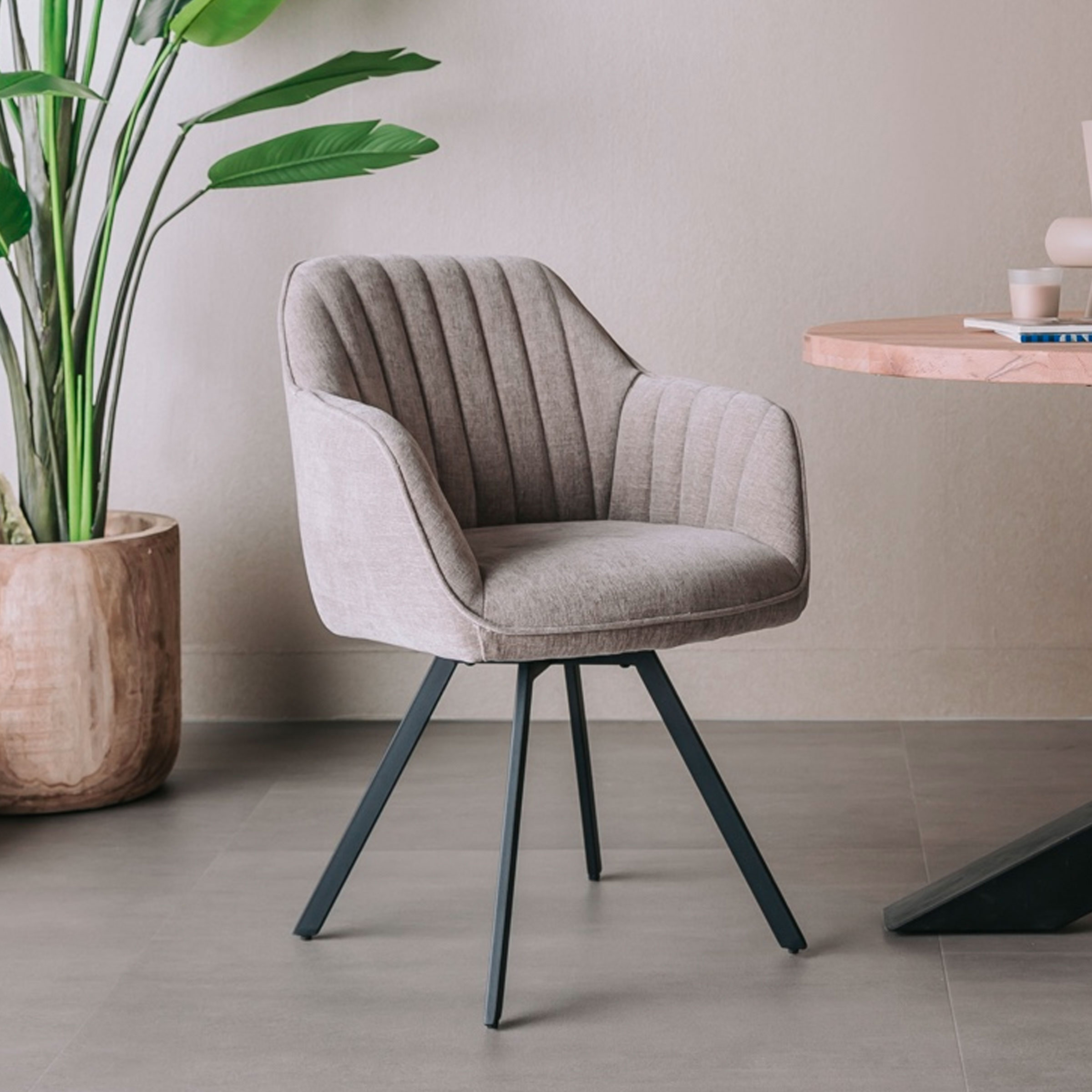 Tower Living Draaibare Eetkamerstoel 'Bruno' kleur Beige/Grijs | Tower Living