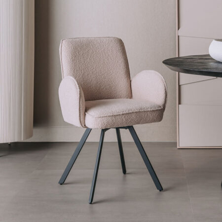 Tower Living Draaibare Eetkamerstoel 'Livo' Bouclé