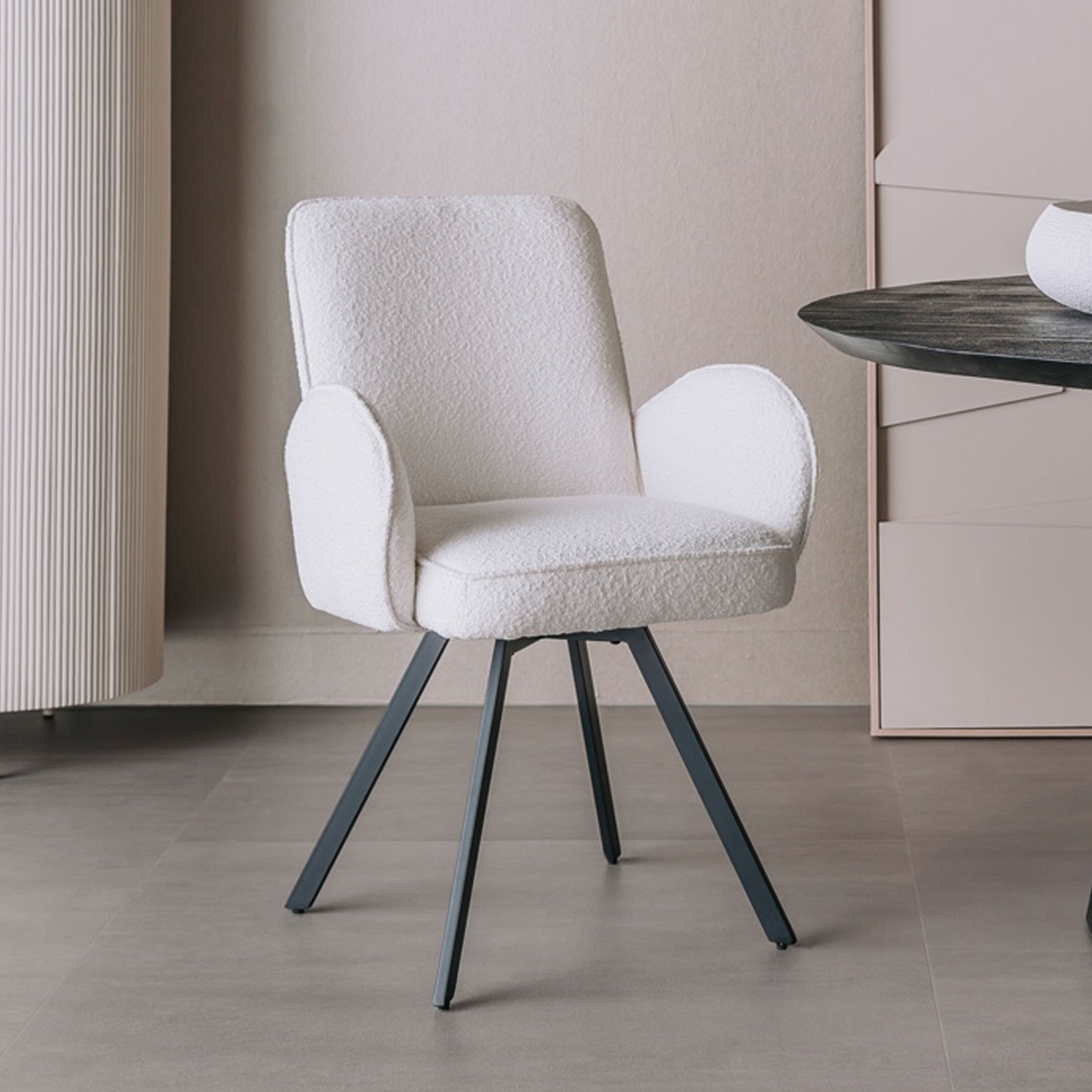 Tower Living Draaibare Eetkamerstoel 'Livo' Bouclé