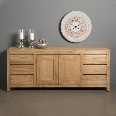 Tower Living Dressoir 'Corona' Teak met 2 deuren en 6 laden | Tower Living