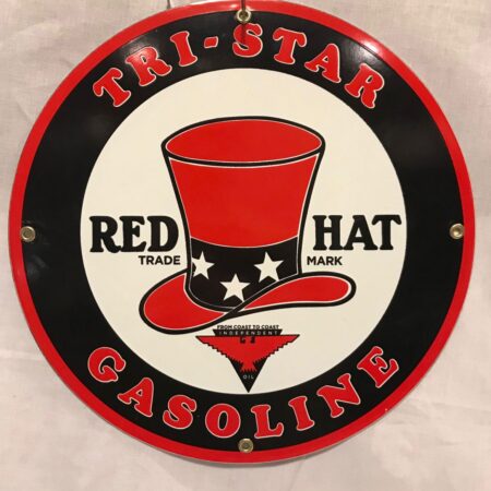 Tri-Star Gasoline Red Hat Emaille Bord 12" / 30 cm | Fiftiesstore