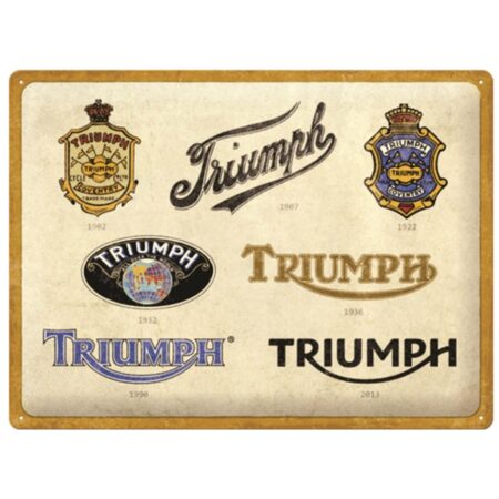Triumph Logo Evolutie Metalen Bord - 30 x 40 cm | Triumph