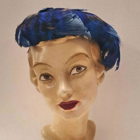 True Vintage 1950s Fascinator Pauwen Veren Blauw Bruin | Fiftiesstore