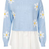 Trui Blouse Bloemen Blauw | Fashionize