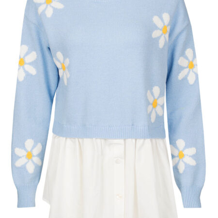 Trui Blouse Bloemen Blauw | Fashionize