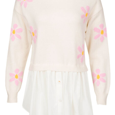Trui Blouse Bloemen Ecru | Fashionize