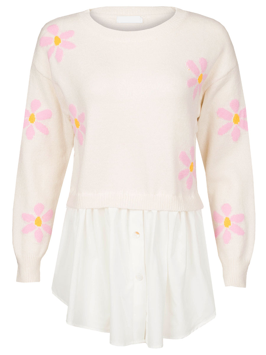 Trui Blouse Bloemen Ecru | Fashionize