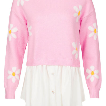 Trui Blouse Bloemen Roze | Fashionize