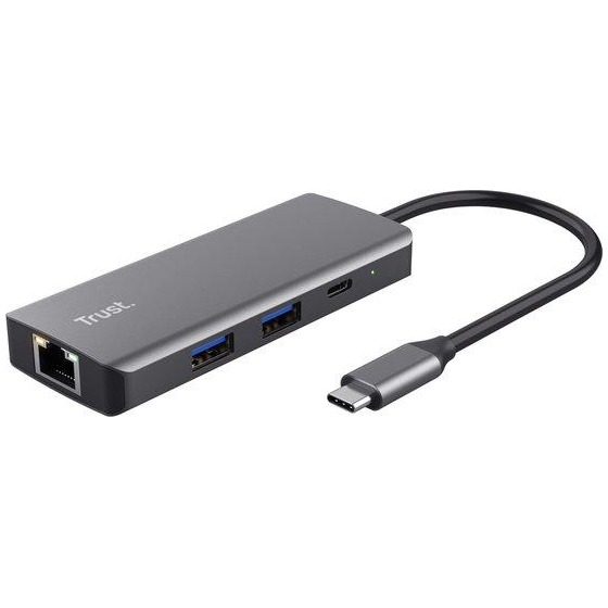 Trust Dalyx 6-in-1 USB-C-adapter USB Hub Zilver | Trust