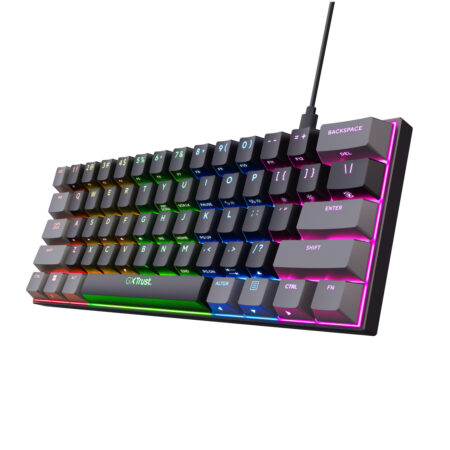 Trust GXT867 ACIRA 60% MINI GAMING KEYBOARD US QWERTY Toetsenbord Zwart | Trust