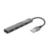 Trust Halyx Aluminium 4-Port Mini USB Hub USB Hub Zilver | Trust