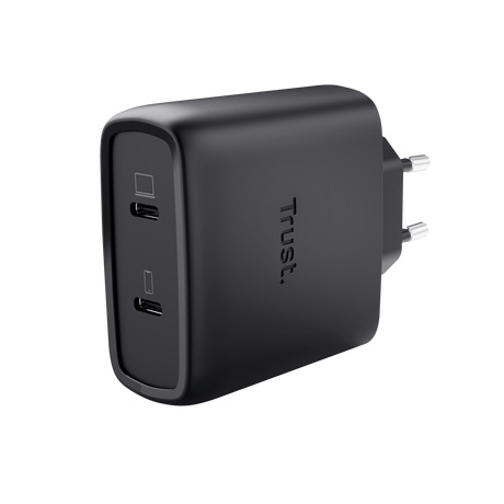 Trust MAXO 65W 2P USB-C GAN CHARGER Oplader Zwart | Trust