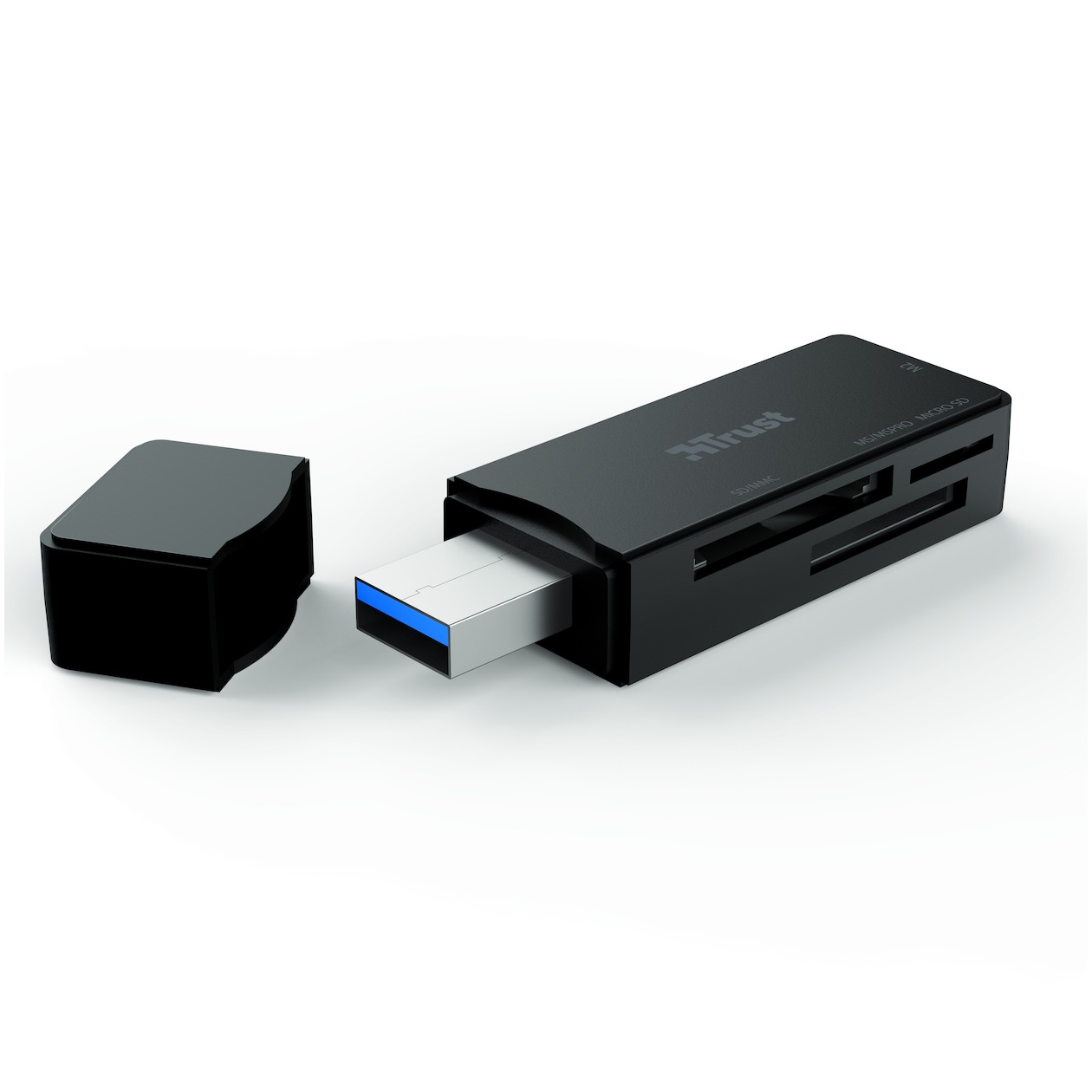Trust Nanga Compacte USB-kaartlezer (USB 3.2) Desktop accessoire Zwart | Trust