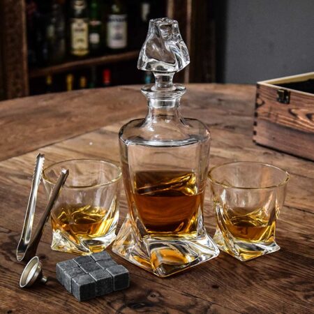 Twisted Whiskey Decanter - 1L - Incl. Glazen en Stones | MikaMax