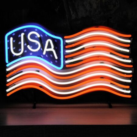 USA Amerikaanse Vlag Neon Verlichting 64 x 40 cm - Rood