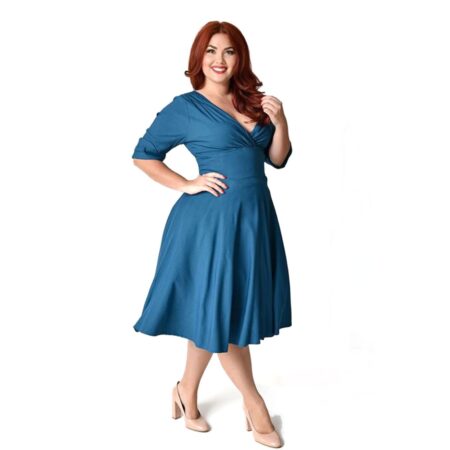 Unique Vintage Delores Swing Dress Dark Teal-XL | Unique Vintage