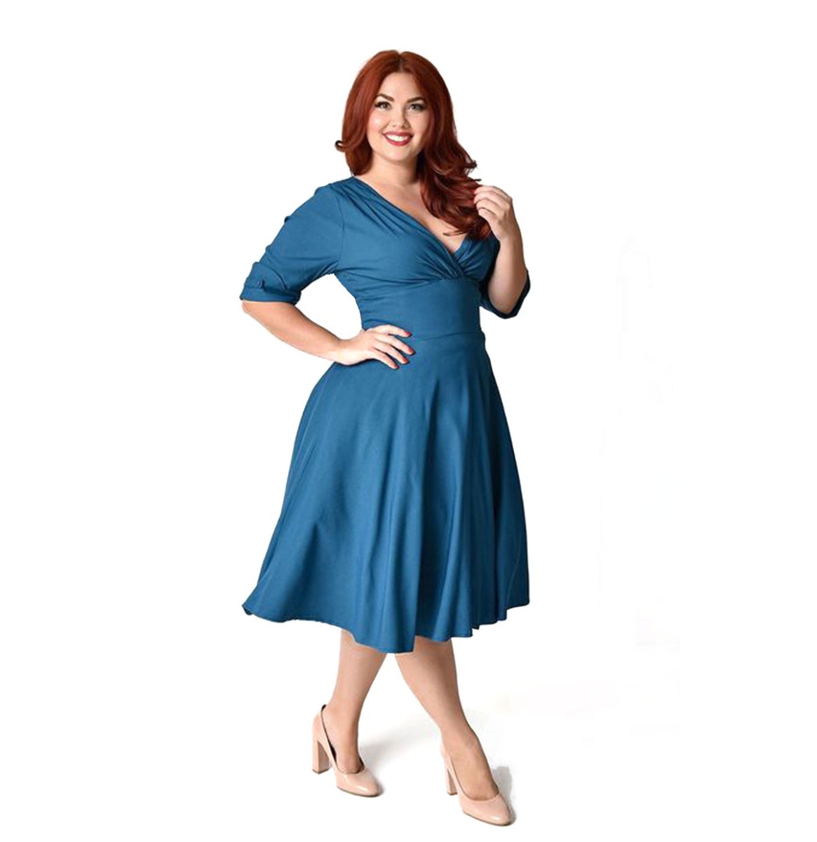 Unique Vintage Delores Swing Dress Dark Teal-XL | Unique Vintage