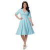 Unique Vintage Delores Swing Dress Pin Dot Pale Blue -XL | Unique Vintage