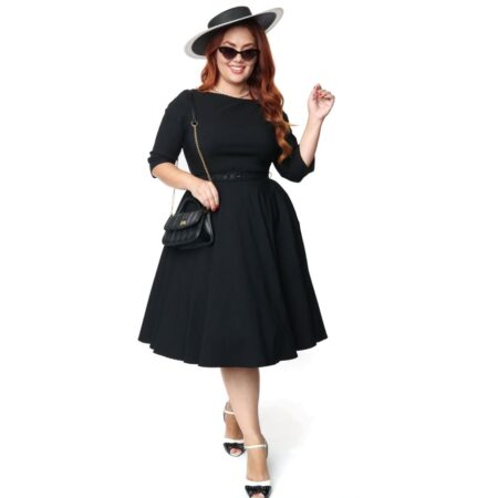 Unique Vintage Devon Swing Dress Black-XXL | Unique Vintage
