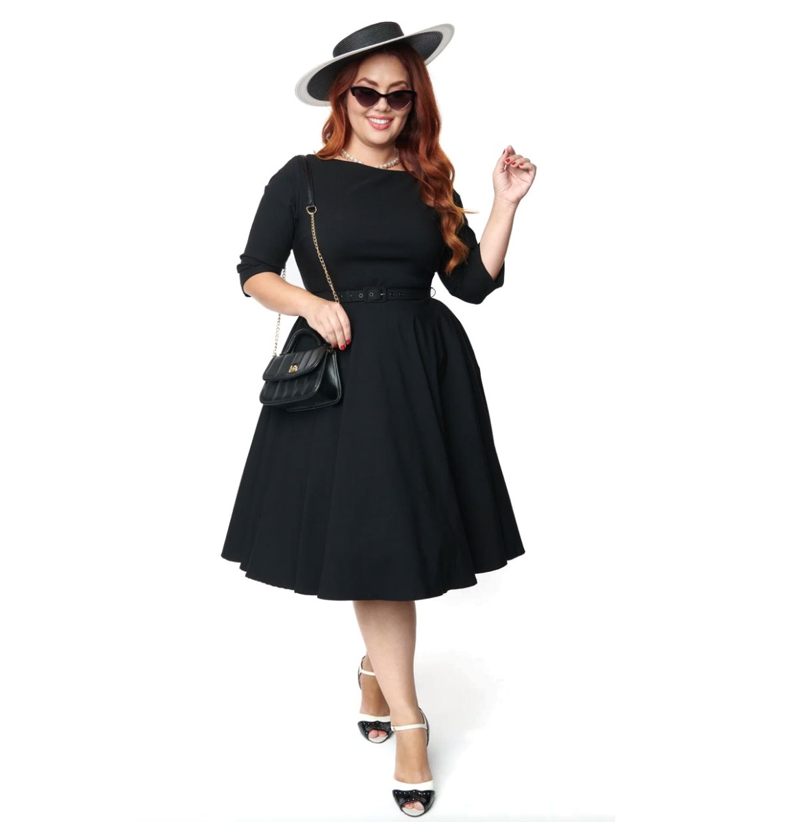 Unique Vintage Devon Swing Dress Black-XXL | Unique Vintage