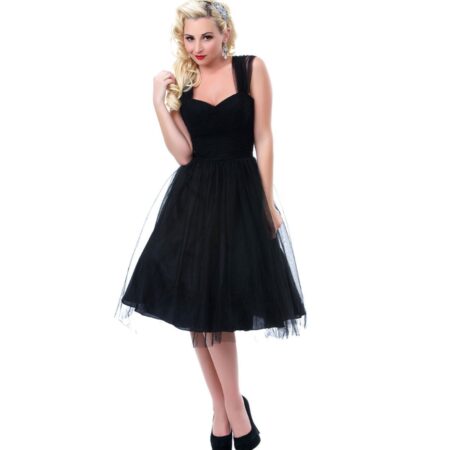 Unique Vintage Garden Mesh Dress Black -XS | 30% korting | Unique Vintage