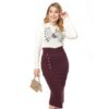 Unique Vintage High Waist Wiggle Skirt Eggplant Purple-M | Unique Vintage