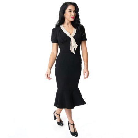 Unique Vintage Holloway Wiggle Dress Black-XS | Unique Vintage
